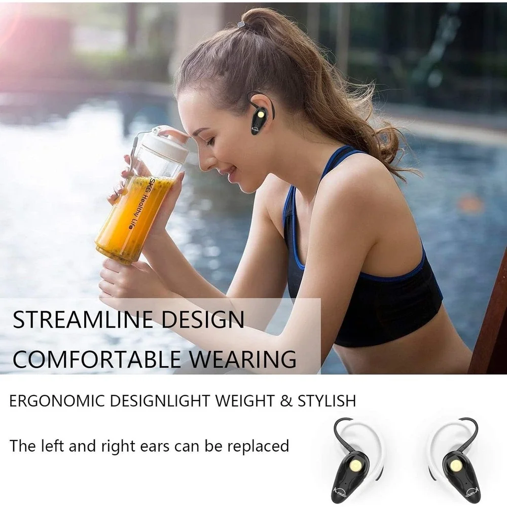 Kendir Wireless Headset K1 Bluetooth V5.0 Ultralight Cell Phone Earpiece w/ Mic